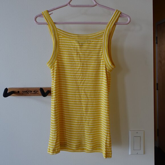 BR Banana Republic "the 90s tank" yellow stripe ribbed tank top S SM Small - Picture 9 of 11
